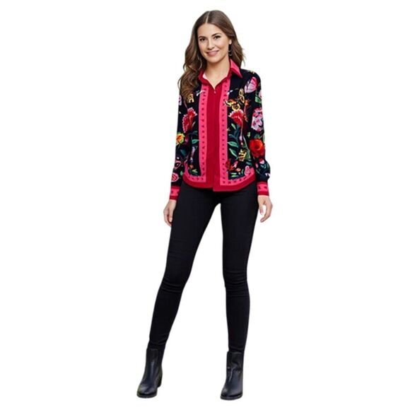 Xingchenk Aiyi Long Sleeve Floral Butterfly's Lady Bug Bees Snake Top Size M - Picture 3 of 15